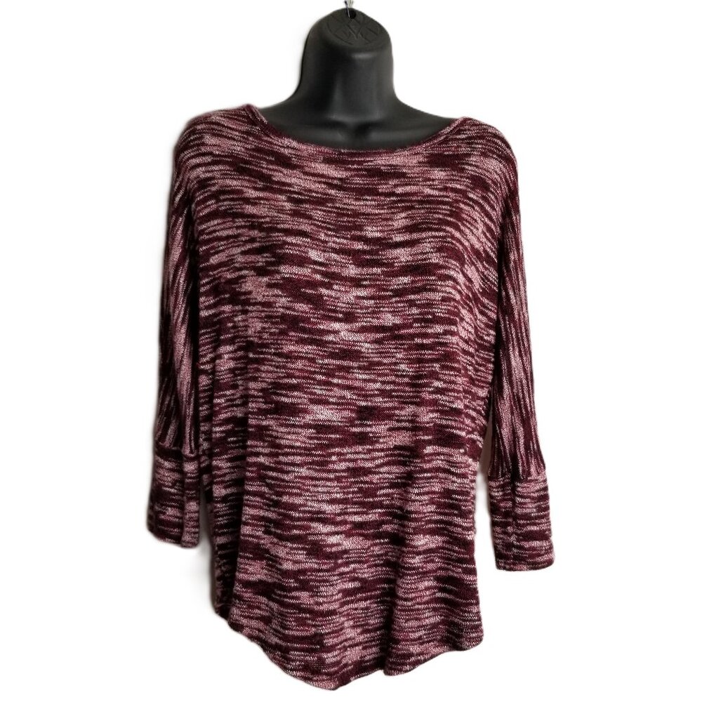 Market Spruce Sweater Small Burgundy Pink Marled Dolman USA Made Cozy Knit
